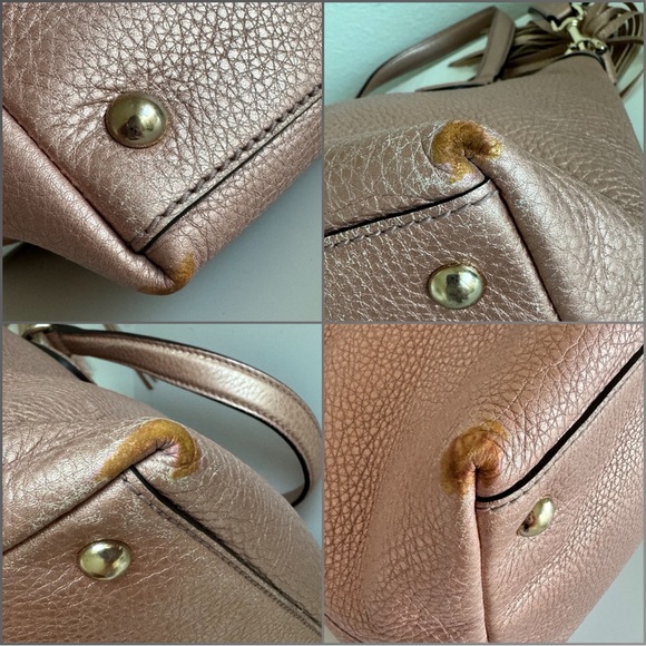 GUCCI SOHO ☆ Rose Gold Metallic Pebbled Calfskin ☆ Japan Exclusive ☆ W/Strap ☆ - Picture 4 of 14